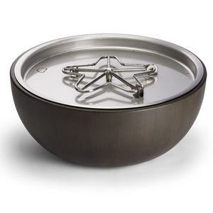 34" Spun Aluminum Decorative Bowl w/Dark Wood Color Coating, Featuring 30" Electronic Igntion HI/LO Insert w/25" Burner