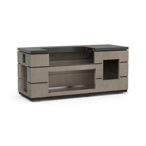 Contemporary Pre-Fab Choice Island (31” x 82”) - Smoke Base w/ Polished Black Lava Counter
