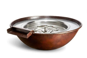 31" Tempe Hammered Round Copper Fire Bowl with Water Feature