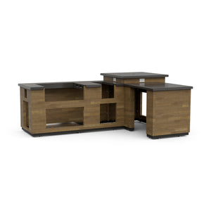 FireMagic Reclaimed Wood L Shaped Island With Double Drawer System
