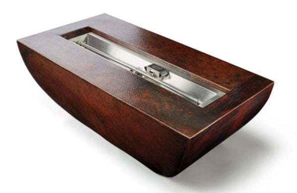 47" x 25" Phoenix Hammered Rectangle Copper Fire Bowl