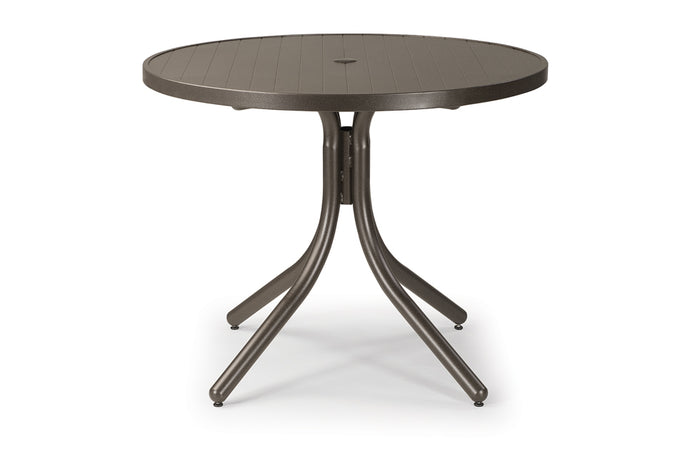 Round Aluminum Slat Top Dining Height Table