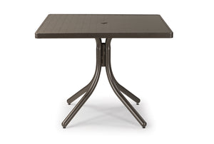 Square Aluminum Slat Top Dining Height Table