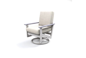 Wexler Cushion Chat Height Swivel Rocker w/ Rustic Arms