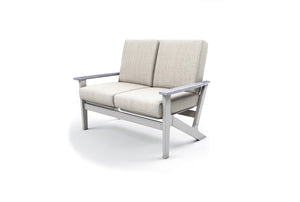 Wexler Cushion Chat Height Two-Seat Loveseat w/ Rustic Arms