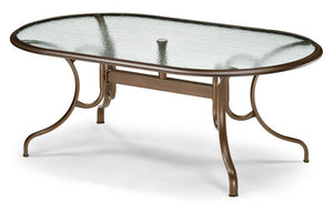 Glass Top Table 43" x 75" Oval Dining Table w/ hole Ogee Rim